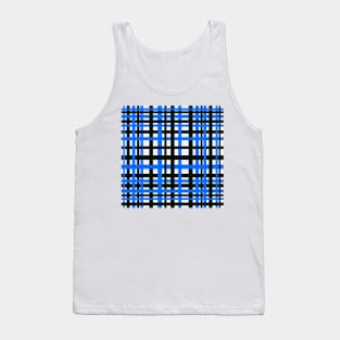 Interlocking Stripes Black White Blue Tank Top